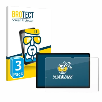 Face avant d’un emballage produit avec le logo de la marque BROTECT. À côté, l’appareil Samsung Galaxy Tab S8 Plus 5G est repr
