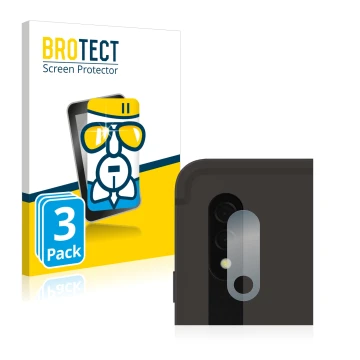 Face avant d’un emballage produit avec le logo de la marque BROTECT. À côté, l’appareil Samsung Galaxy Tab S8 Plus WiFi (Camér