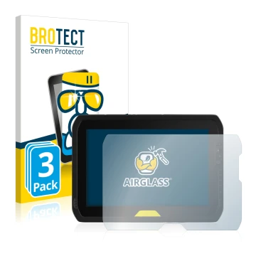 Face avant d’un emballage produit avec le logo de la marque BROTECT. À côté, l’appareil Trimble T100 est représenté avec la pr