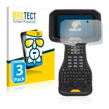 Face avant d’un emballage produit avec le logo de la marque BROTECT. À côté, l’appareil Trimble TSC5 est représenté avec la pr