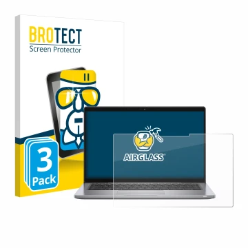 Face avant d’un emballage produit avec le logo de la marque BROTECT. À côté, l’appareil Dell Latitude 7320 2-in-1 est représen