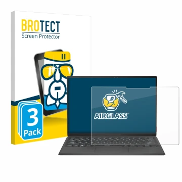 Face avant d’un emballage produit avec le logo de la marque BROTECT. À côté, l’appareil ASUS Rog Flow Z13 2022 est représenté 