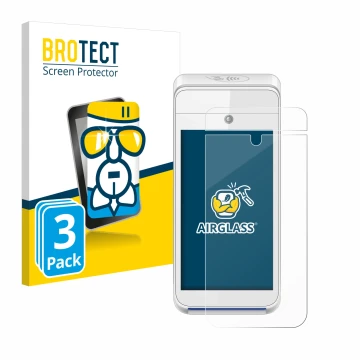 Face avant d’un emballage produit avec le logo de la marque BROTECT. À côté, l’appareil Pax A920 est représenté avec la protec