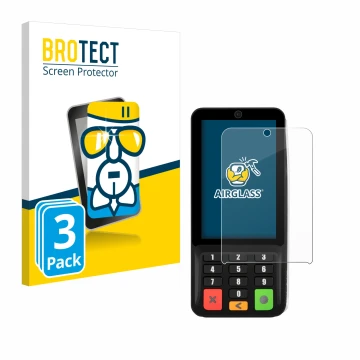 Face avant d’un emballage produit avec le logo de la marque BROTECT. À côté, l’appareil Pax A35 est représenté avec la protect