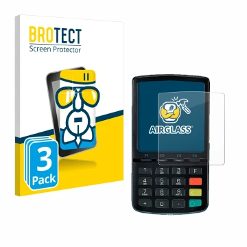 Face avant d’un emballage produit avec le logo de la marque BROTECT. À côté, l’appareil ingenico Link/2500 est représenté avec