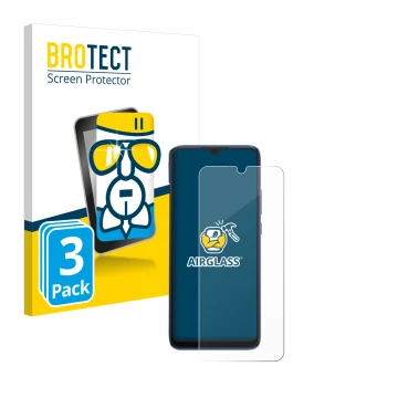 Face avant d’un emballage produit avec le logo de la marque BROTECT. À côté, l’appareil Xiaomi Redmi 10C est représenté avec l