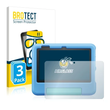 Face avant d’un emballage produit avec le logo de la marque BROTECT. À côté, l’appareil Amazon Fire 7 Kids 2022 est représenté