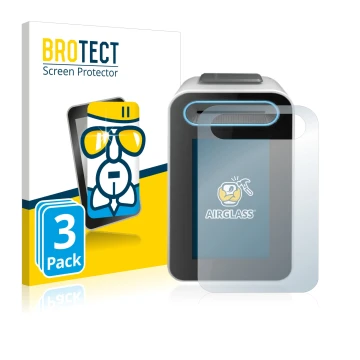 Face avant d’un emballage produit avec le logo de la marque BROTECT. À côté, l’appareil Cherry eHealth Terminal ST-1506 est re