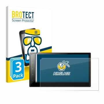 Face avant d’un emballage produit avec le logo de la marque BROTECT. À côté, l’appareil Pioneer SPH-DA360DAB est représenté av