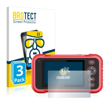 Face avant d’un emballage produit avec le logo de la marque BROTECT. À côté, l’appareil Launch CRP 123 / 129 EVO est représent