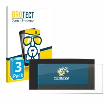 Face avant d’un emballage produit avec le logo de la marque BROTECT. À côté, l’appareil Ford Focus 2022 Sync 4 13.2