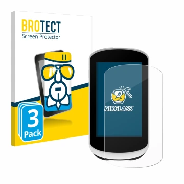 Face avant d’un emballage produit avec le logo de la marque BROTECT. À côté, l’appareil Garmin Edge Explore 2 est représenté a