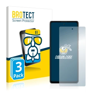 Face avant d’un emballage produit avec le logo de la marque BROTECT. À côté, l’appareil Blackview A100 est représenté avec la 