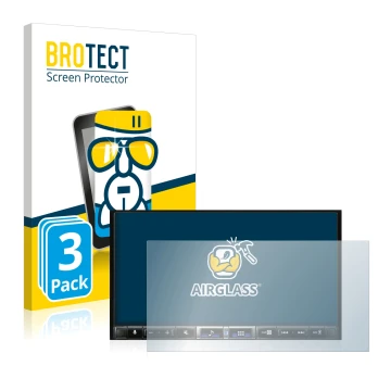 Face avant d’un emballage produit avec le logo de la marque BROTECT. À côté, l’appareil Alpine iLX-705D est représenté avec la