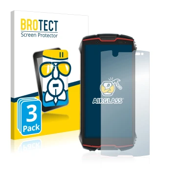 Face avant d’un emballage produit avec le logo de la marque BROTECT. À côté, l’appareil Cubot King Kong Mini 2 Pro est représe