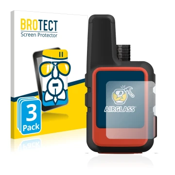 Face avant d’un emballage produit avec le logo de la marque BROTECT. À côté, l’appareil Garmin inReach Mini 2 est représenté a
