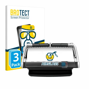 Face avant d’un emballage produit avec le logo de la marque BROTECT. À côté, l’appareil Tefal OptiGrill Elite XL est représent