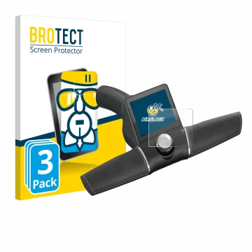 Face avant d’un emballage produit avec le logo de la marque BROTECT. À côté, l’appareil Motocaddy M3 GPS Electric Trolley 2022
