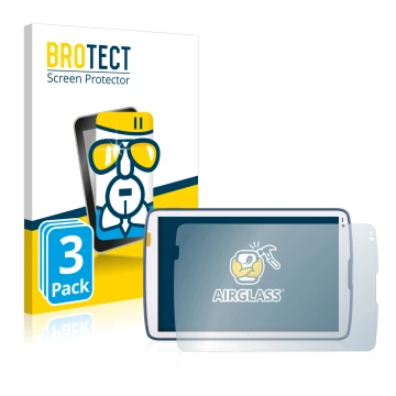 Face avant d’un emballage produit avec le logo de la marque BROTECT. À côté, l’appareil Zebra ET45 10.1