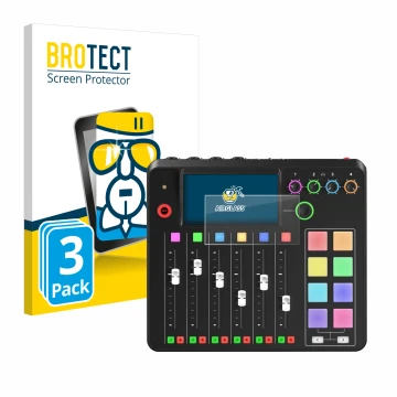 Face avant d’un emballage produit avec le logo de la marque BROTECT. À côté, l’appareil Rode Rodecaster Pro II est représenté 