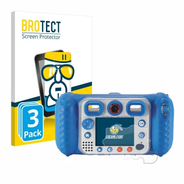 Face avant d’un emballage produit avec le logo de la marque BROTECT. À côté, l’appareil Vtech Kidizoom Duo Pro est représenté 