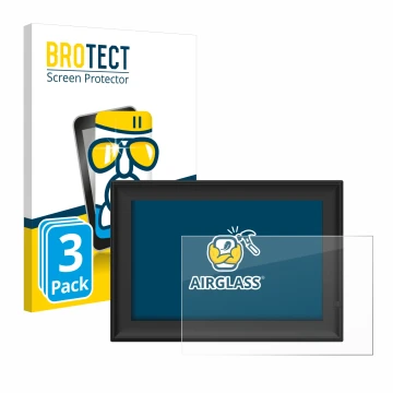 Face avant d’un emballage produit avec le logo de la marque BROTECT. À côté, l’appareil Yenock Digitaler Bilderrahmen 10.1 Zol