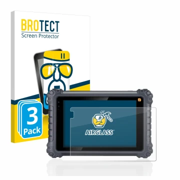 Face avant d’un emballage produit avec le logo de la marque BROTECT. À côté, l’appareil Autel MaxiCom MK906Pro-TS est représen