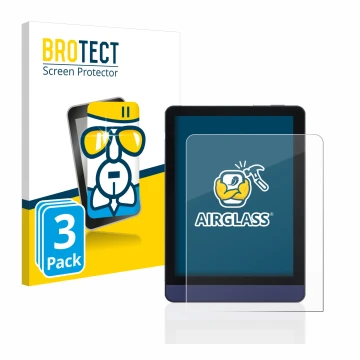 Face avant d’un emballage produit avec le logo de la marque BROTECT. À côté, l’appareil Meebook M6 6