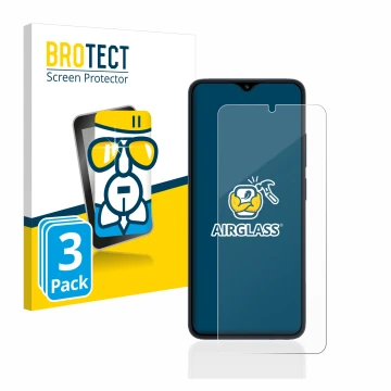Face avant d’un emballage produit avec le logo de la marque BROTECT. À côté, l’appareil Xiaomi Redmi 12C est représenté avec l