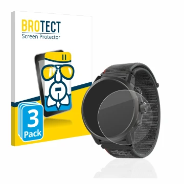 Face avant d’un emballage produit avec le logo de la marque BROTECT. À côté, l’appareil Coros Apex 2 est représenté avec la pr