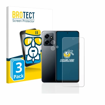 Face avant d’un emballage produit avec le logo de la marque BROTECT. À côté, l’appareil Xiaomi Redmi Note 12 4G (Avant+Caméra)