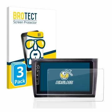 Face avant d’un emballage produit avec le logo de la marque BROTECT. À côté, l’appareil Dynavin D8-DF56 9