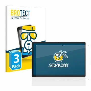 Face avant d’un emballage produit avec le logo de la marque BROTECT. À côté, l’appareil Jumper EZpad M11 est représenté avec l