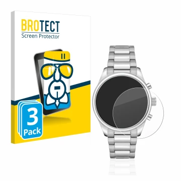 Face avant d’un emballage produit avec le logo de la marque BROTECT. À côté, l’appareil Hugo Boss Chronograph 58114171 est rep