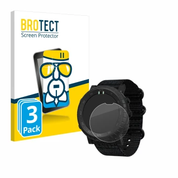 Face avant d’un emballage produit avec le logo de la marque BROTECT. À côté, l’appareil Suunto Core Alpha est représenté avec 