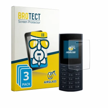 Face avant d’un emballage produit avec le logo de la marque BROTECT. À côté, l’appareil Nokia 110 4G (2023) est représenté ave