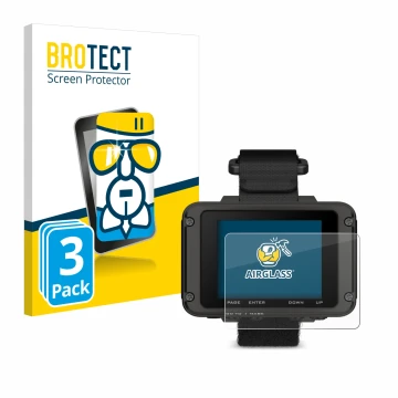 Face avant d’un emballage produit avec le logo de la marque BROTECT. À côté, l’appareil Garmin Foretrex 801 est représenté ave