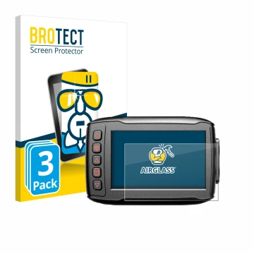Face avant d’un emballage produit avec le logo de la marque BROTECT. À côté, l’appareil Blueskysea DV999 est représenté avec l