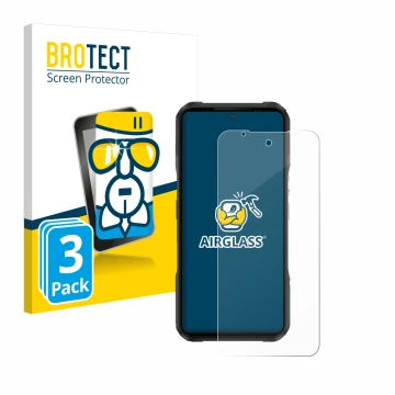 Face avant d’un emballage produit avec le logo de la marque BROTECT. À côté, l’appareil Doogee V20 Pro est représenté avec la 