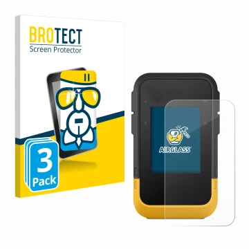 Face avant d’un emballage produit avec le logo de la marque BROTECT. À côté, l’appareil Garmin eTrex SE est représenté avec la