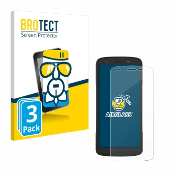 Face avant d’un emballage produit avec le logo de la marque BROTECT. À côté, l’appareil Zebra TC27 est représenté avec la prot