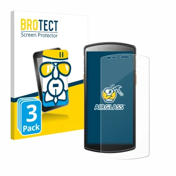 Face avant d’un emballage produit avec le logo de la marque BROTECT. À côté, l’appareil Urovo DT50 5,7