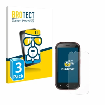 Face avant d’un emballage produit avec le logo de la marque BROTECT. À côté, l’appareil Unihertz Jelly Star est représenté ave