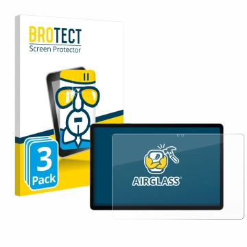 Face avant d’un emballage produit avec le logo de la marque BROTECT. À côté, l’appareil Samsung Galaxy Tab S9 FE+ est représen