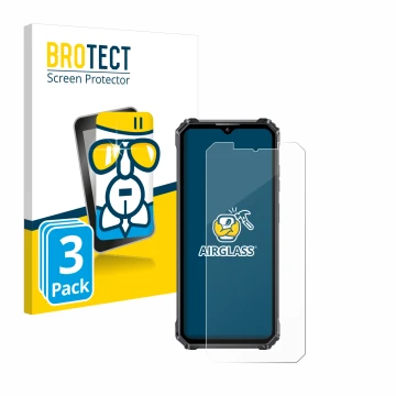 Face avant d’un emballage produit avec le logo de la marque BROTECT. À côté, l’appareil Oukitel WP28 est représenté avec la pr