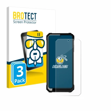 Face avant d’un emballage produit avec le logo de la marque BROTECT. À côté, l’appareil Oukitel WP23 est représenté avec la pr