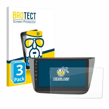 Face avant d’un emballage produit avec le logo de la marque BROTECT. À côté, l’appareil Topway Android CarPlay (9