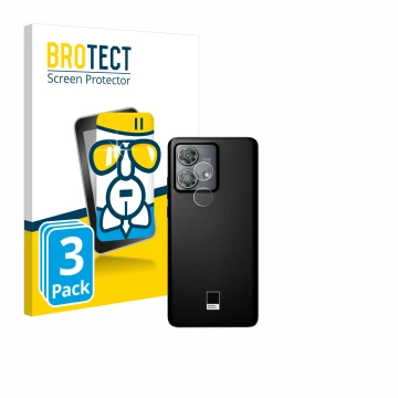 Face avant d’un emballage produit avec le logo de la marque BROTECT. À côté, l’appareil Motorola Edge 40 Neo (Caméra UNIQUEMEN