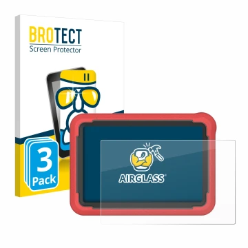 Face avant d’un emballage produit avec le logo de la marque BROTECT. À côté, l’appareil Launch X-431 ProV5 2023 (10,1