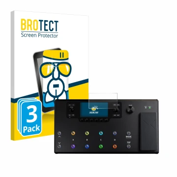 Face avant d’un emballage produit avec le logo de la marque BROTECT. À côté, l’appareil Line 6 Helix LT est représenté avec la